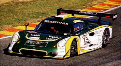 With nothing to do but twiddle his thumbs, Badoer drove a Lotus GT1 in three races of the 1997 FIA GT championship. Here he is in action at Mugello.