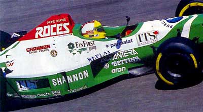 The new Forti FG03 was a large step up in performance, not that that meant much. This new livery, seen here in Spain, came a few races later, but it didn't help save the team.